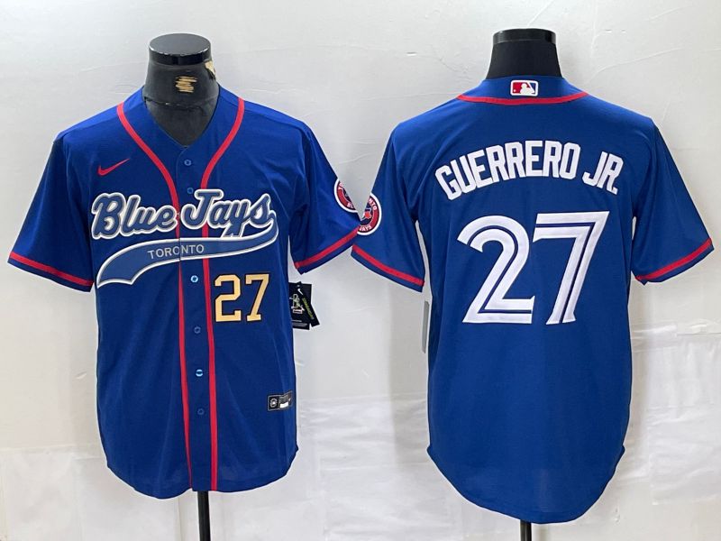 Men Toronto Blue Jays #27 Guerrero jr Blue Jointly 2024 Nike MLB Jersey style 4